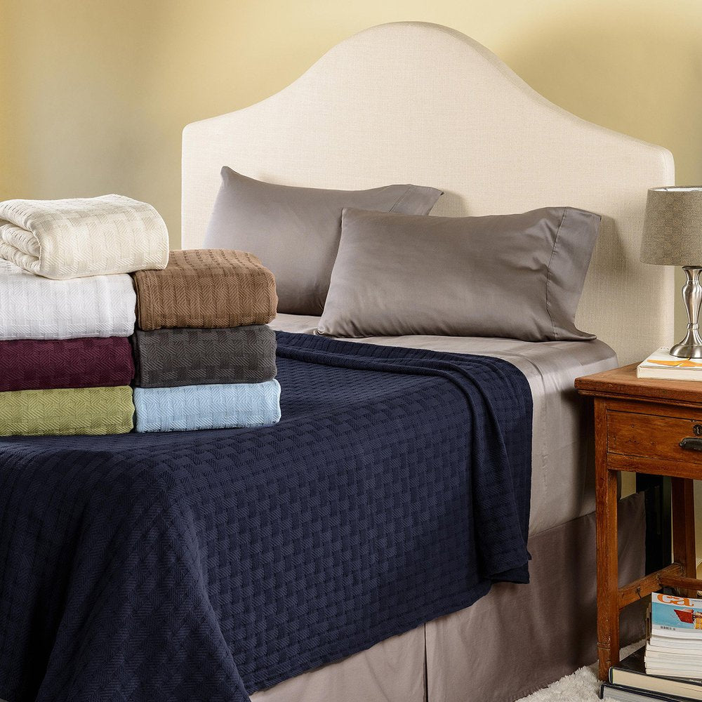 50" X 60" Charcoal Cotton Basketweave Geometric Throw Blanket